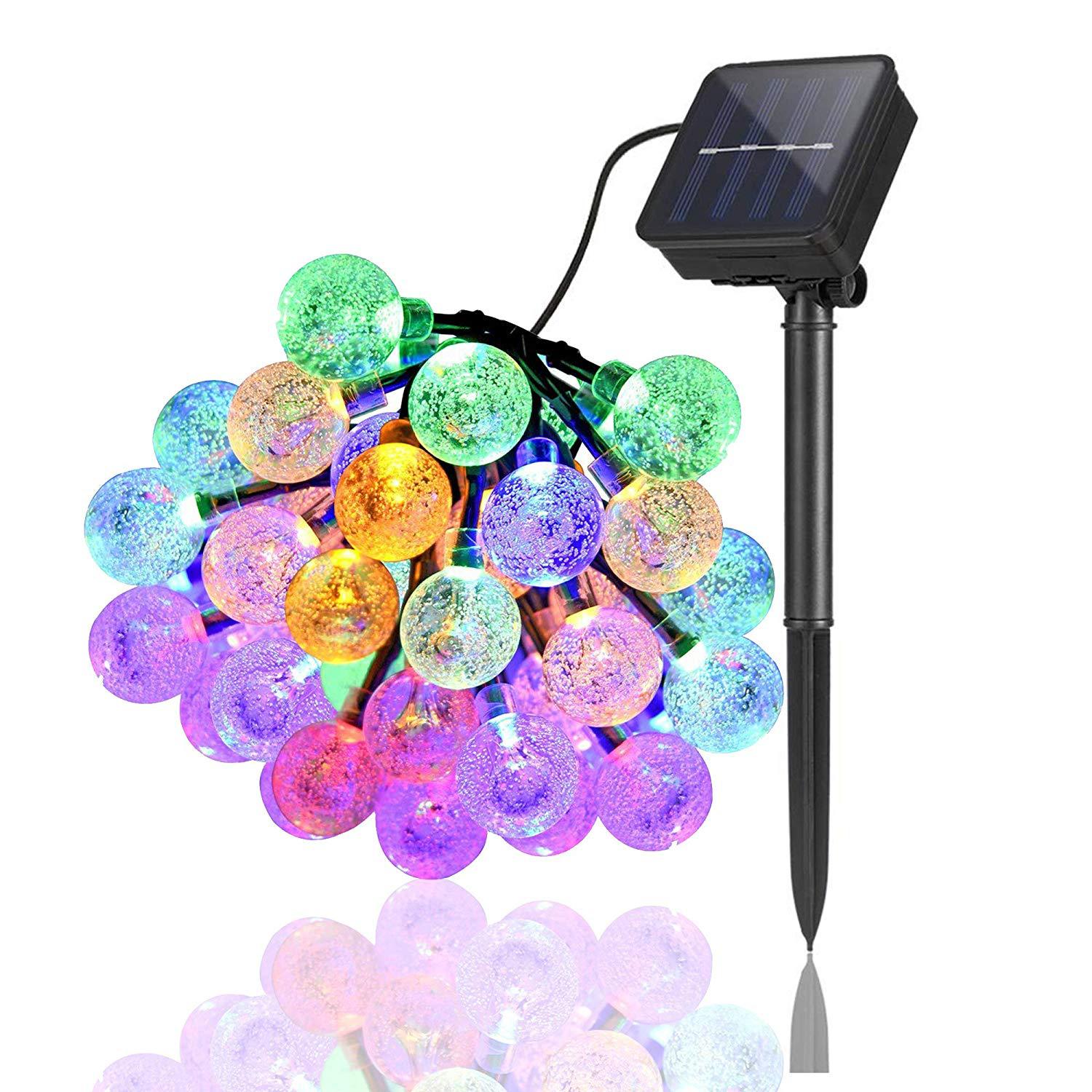 야외 태양열 LED 스트링 패어리 라이트 크리스탈 버블 볼 글로브 8 모드, 5M7M12M 방수 램프 정원 파티 크리스마스 장식